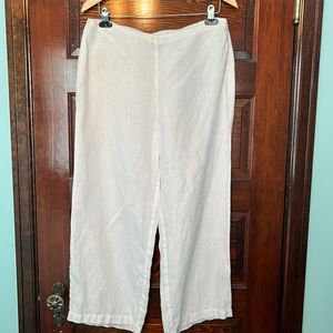 Eileen Fisher Light Cream Linen Wide Leg Pants